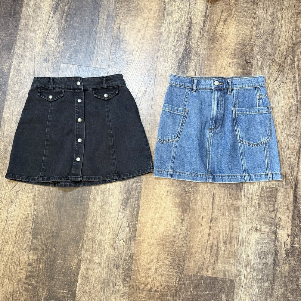 Lot Of 2 BDG Urban Outfitters Denim Mini Skirt Blue Black Small And Petite